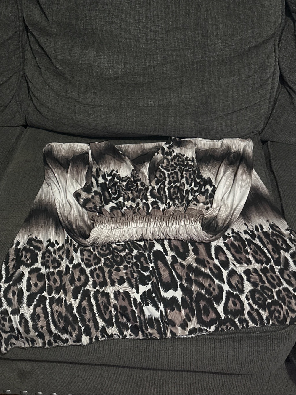 Women’s Leopard Print Smocked Bust Dress - Black/Brown